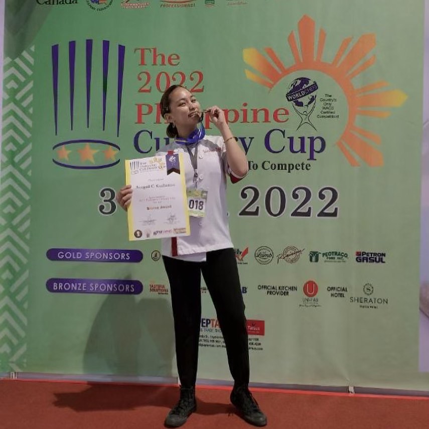 Chef Abby with her bronze award certificate at the Philippine Culinary Cup
